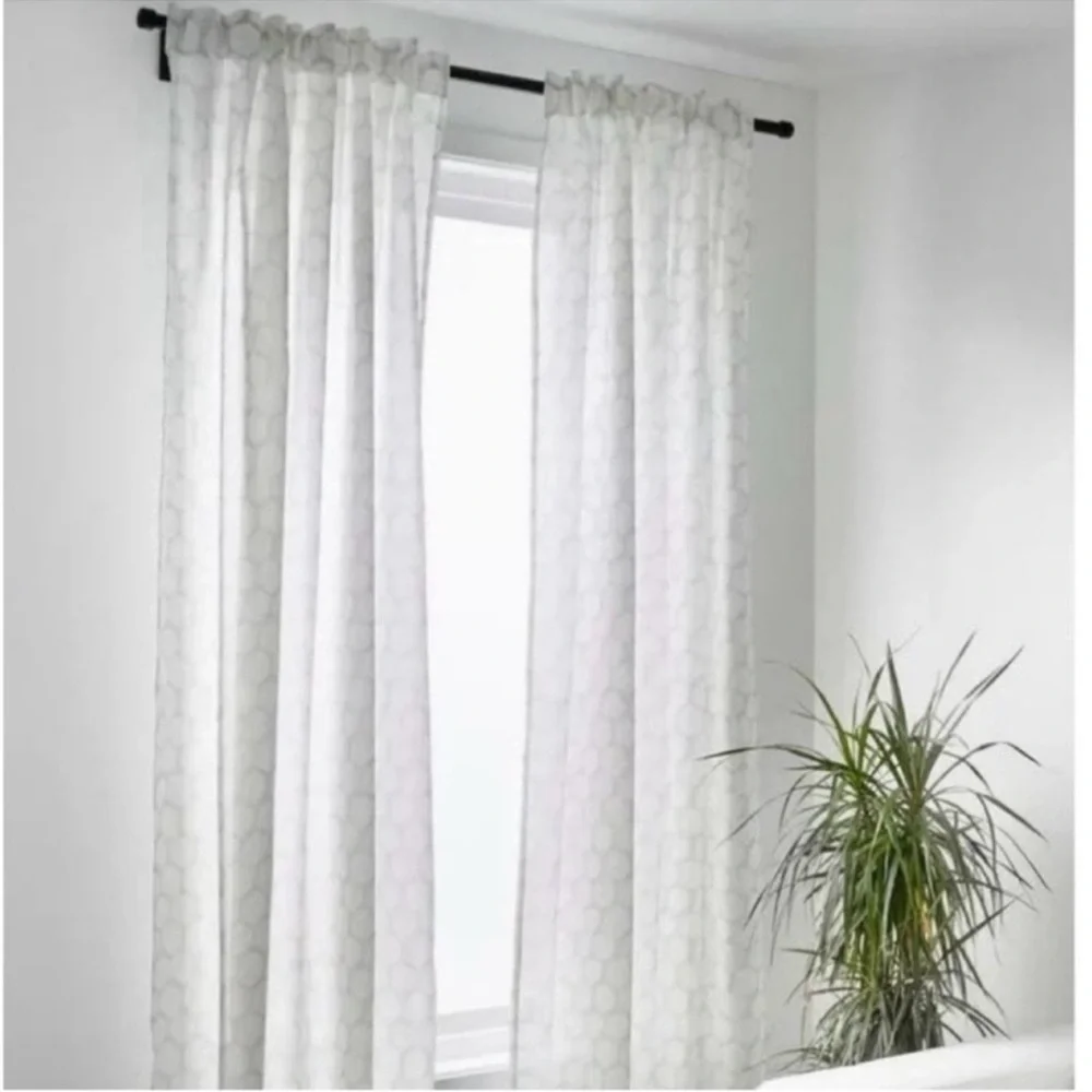 IKEA Flong Curtains White with light gray 57